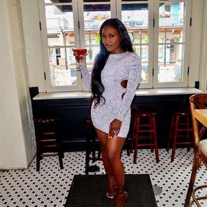 white, snake print dress